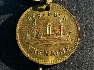 Antique Spanish American War Pin Us Navy Battleship Remember The Maine 1898 E9