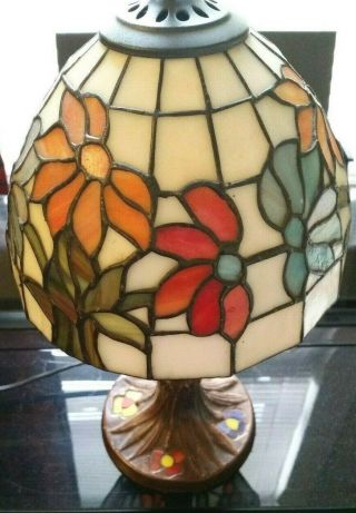 Tiffany Style - Lamp - Weight To It - Stained Glass & Painted Flowers