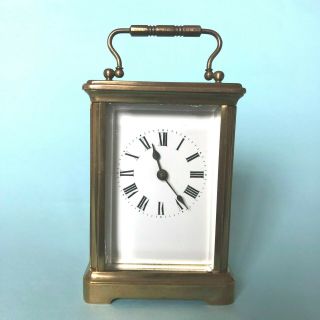 Antique French Brass Carriage Clock,  Bevelled Glass