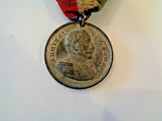 Spanish American War Anniversary Medal showing Admiral Dewey and Olympia 3