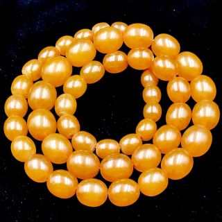 Vintage 60s Baltic Amber Necklace 118 Gm Graduated Oval Butterscotch Amber Beads
