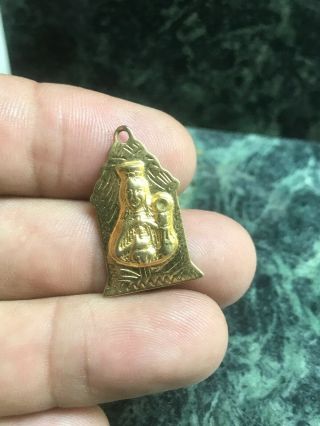 Gold Tone Charm Pendant " Virgin Mary " Christianity Catholic (a5)