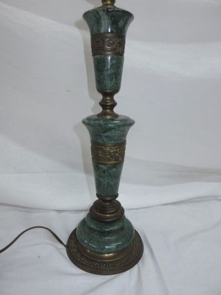 Vintage Table Lamp Bronze / Brass And Marble / Granite / Jade Greek Design