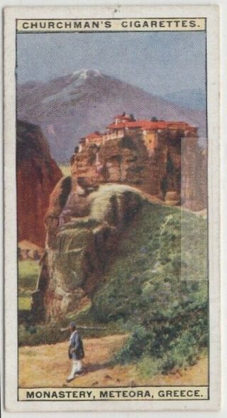 Meteora Greece Eastern Orthodox Rock Monasteries 1920s Trade Ad Card