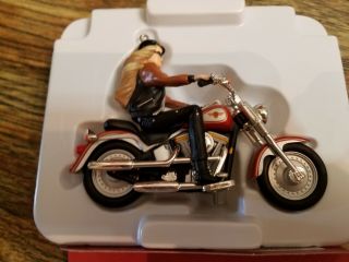 2001 Hallmark Keepsake Harley Davidson Motorcycle Barbie Ornament 1990 Fat Boy