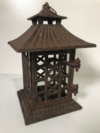 Vintage Japanese Cast Iron Pagoda Garden Lantern Patio Light