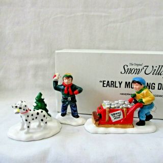Dept 56 Snow Village Early Morning Delivery Set Of 3 Accessories