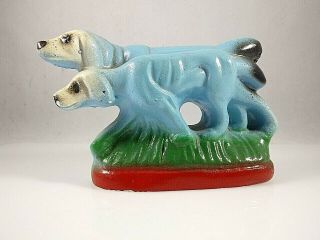 Vintage Greyhound Dogs Blue Chalkware Statue Figurine Carnival Chalk