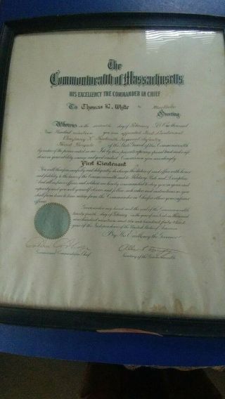 President Calvin Coolidge Military Document Signed As Gov.  Of Massachsetts 1919