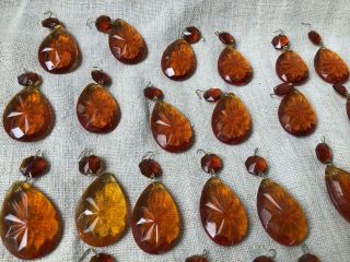 26 Crystals Prisms Teardrop Orange Amber Glass 3 Inch - Lamp - Jewelry - Crafts