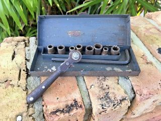 Rare Antique Vintage Craftsman Ratchet Socket Set Usa Mechanics Wrench Tool Box