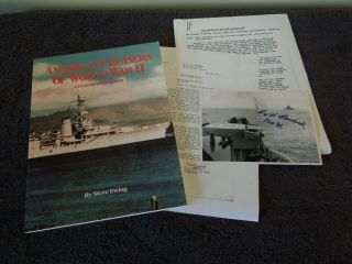 Rare Us Navy Veteran Signed Book & Photo Uss Cleveland Wwii Cruiser Saipan