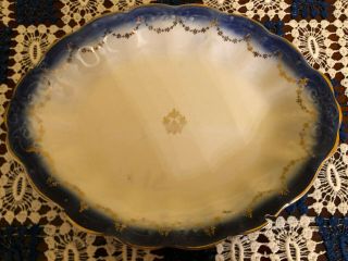Vtg Antique La Francaise Flow Blue Porcelain Oval Serving Platter Plate Dish