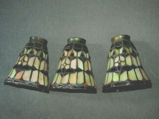 3 Matching Tiffany Style Stained Glass Light Shades