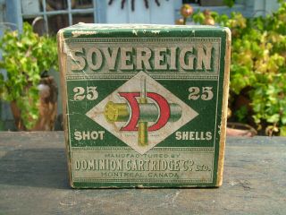 Vintage Sovereign Dominion Cartridge Co.  Canada Shotgun Shell Box