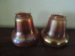 (2) Vintage.  " Nuart " Signed Carnival Glass Lamp Globe.