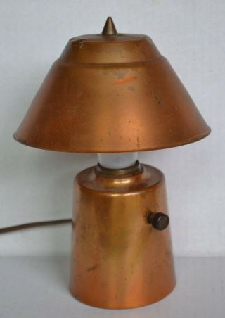 Small Vintage Copper Lamp & Clip Shade Art Deco Arts & Crafts Mission Style