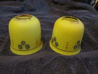 2 Antique Hand Painted & Numbered (106 1/2 - 87) Lamp Shades Possibly Handel