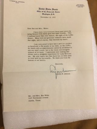 Lyndon Johnson Signed Letter (1957) Re: To Long - Time Friend In Texas