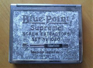 Vintage Snap - On Tools Blue Point Supreme Screw Extractor Set No.  1020 Chrome Box