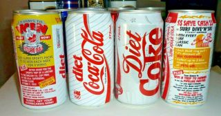 Collectable Coca Cola Cans - Set Of 4 Assorted Diet Coke 1980 