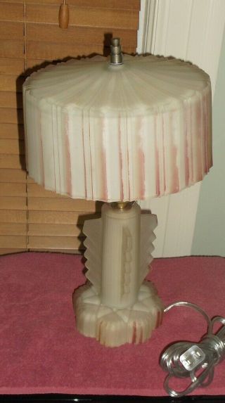 Vintage Art Deco Pink Glass Table / Boudoir Lamp Totally Rewired Please Look