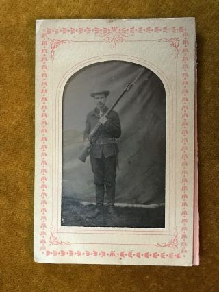 Spanish - American War Or Earlier Military U.  S.  Soldier Tin Type Photograph
