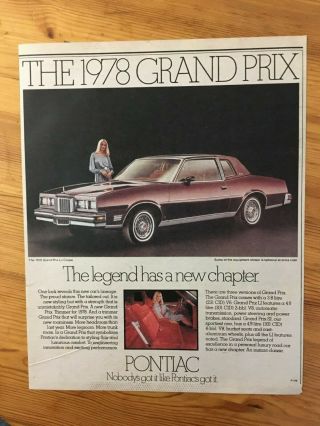 1978 Canadian Car Ad Canada Pontiac Grand Prix Lj Coupe