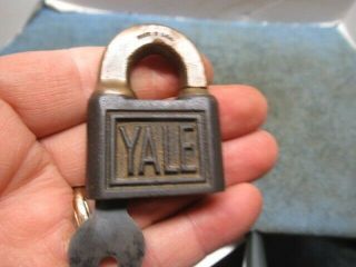 2 different old miniature YALE ptpk push padlock lock both with a key.  n/r 3