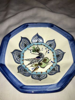 Collectible Ken Edwards Mexican Pottery,  Hand Painted Serving Dish 9.  5 Inches