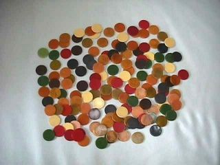 150 Vintage Bakelite Poker Chips Variety Of Colors 2