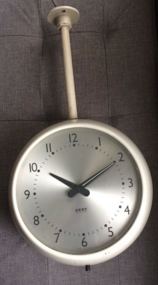 Vintage Gent Of Leicester Industrial Large Clock Bus/train Station Double Sided