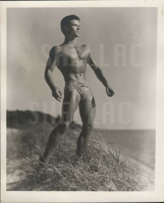 Glenn Bishop Orig 4x5 Photograph Bodybuilder Beefcake Vintage 1950s Art Study