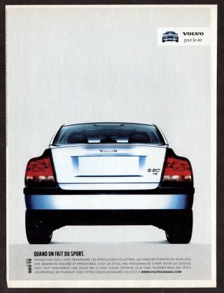 2002 Volvo S60 T5 Vintage Print Ad - Silver Car Photo French Canada
