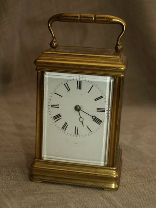 Vintage French Skeleton Carriage Clock - Brass With Bevelled Glass - Mechanical