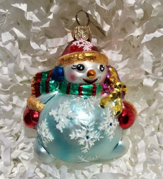Christopher Radko Hand Blown Glass Christmas Ornament - Frosty Cruiser