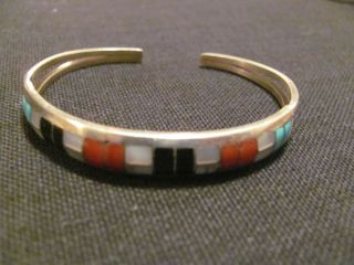 Native American Sterling Silver With Inlaid Stones Child 