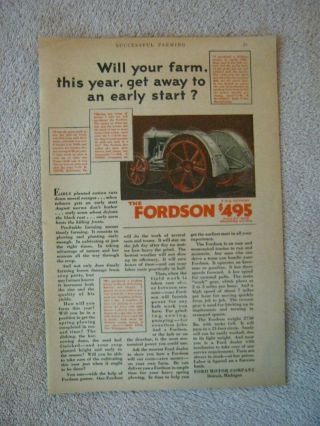 Vintage 1928 Ford Fordson Farm Tractors Get Early Start Print Ad
