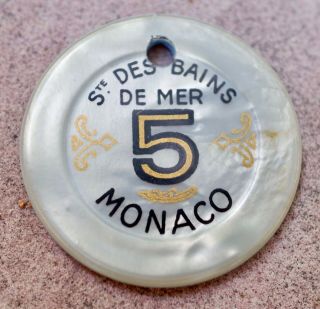 Principality Monaco Societe Des Bains De Mer Vintage Casino Chip Token 5 Francs
