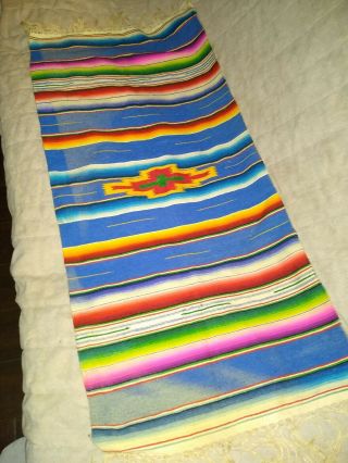 Vintage Mexican Saltillo Serape Blanket Southwest Rug Nr