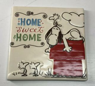 Snoopy Sweet Home Ceramic Tile Trivet Hot Pad Plate Wall Hanging Peanut Hallmark
