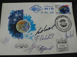 Austro Mir Launchcover Orig.  Signed Crew And Back Up,  Space