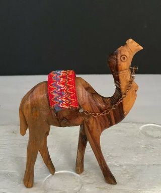Camel Figurine,  Vintage Wooden Hand Carved Olive Wood