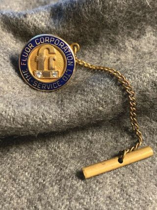 The Fluor Corporation Ltd.  20 Year Service Pin,  14k Gold With Diamonds Or Scrap