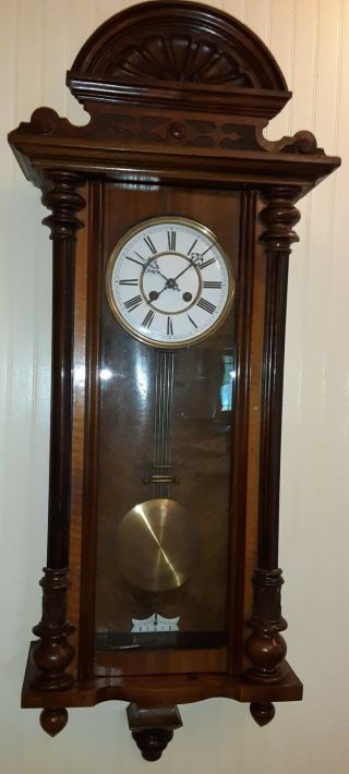 Rare Large Antique German Schablonenuhr Vienna Regulator Wall Clock Circa 1900