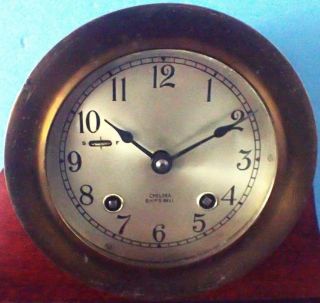 Antique Chelsea Ships Clock Ships Bell Clock For Restoration Or Parts