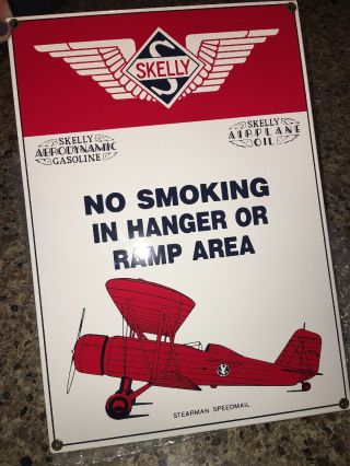 Vintage Skelly Gas & Oil No Smoking In Hanger Or Ramp Area Sign Ande Rooney