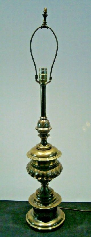 Vintage Heavy Brass Stiffel Table Lamp Mid Century Trophy Pillar
