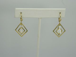 Exquisite Vintage 14k Yellow & White Gold Inter - Twining Drop Dangle Earrings