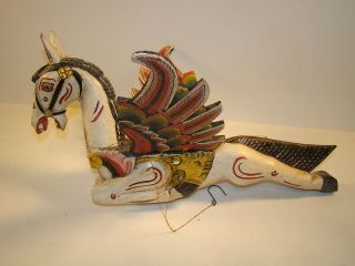 Vintage Hand Carved Hand Painted Bali 17 " Flying Horse Mobile Spirit Chaser